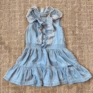Calvin Klein Blue Denim Ruffle Toddler Dress 3T